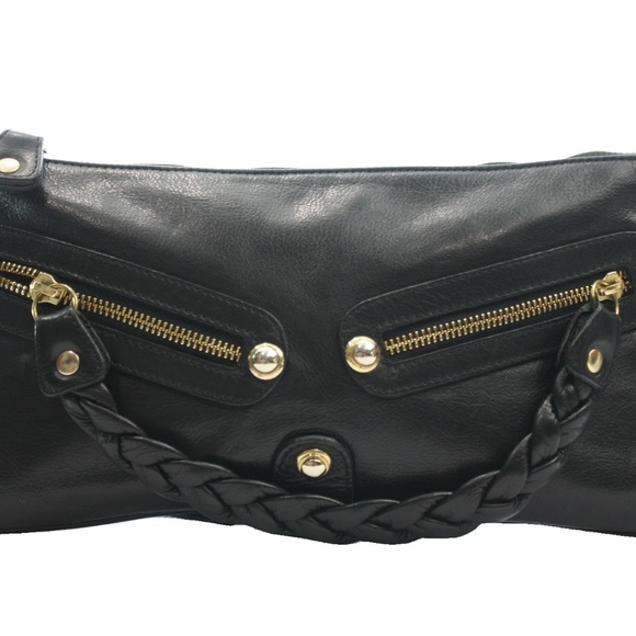 ALEYA NEW YORK BLACK LEATHER CLUTCH - Picture 6 of 6